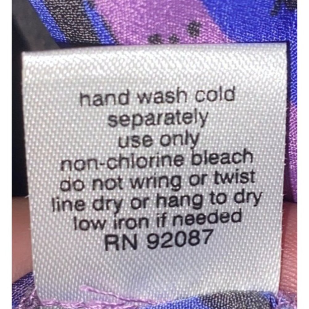 5/48 Purple Blue Multicolor Short Sleeve Tie Waist Dress Size XS Saks - Picture 11 of 11
